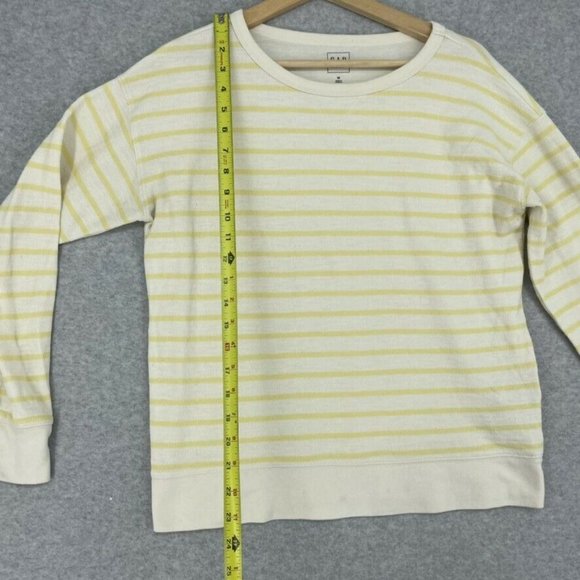 GAP Womens Striped Crew Neck Long Sleeve Shirt Top Size Medium White Yellow - Picture 5 of 8